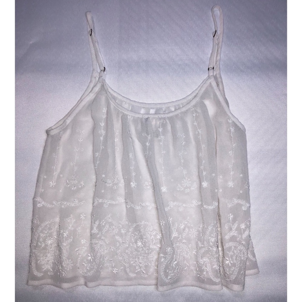 Off-White Sheer Cropped Tank Top